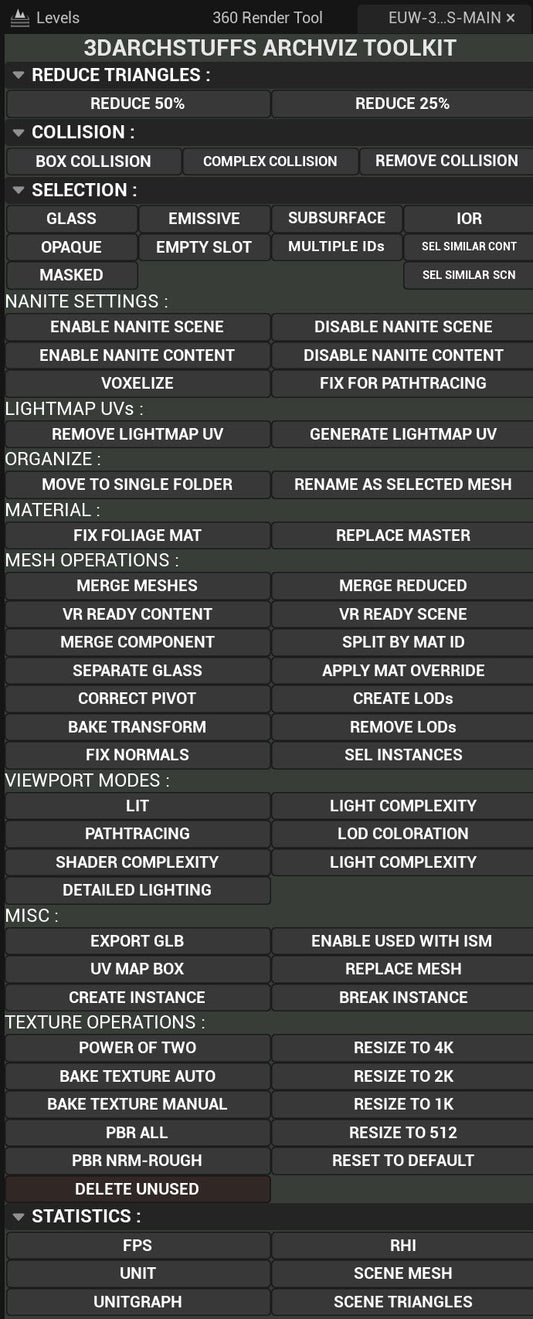 Unreal Engine Archviz Workflow Utility Widget