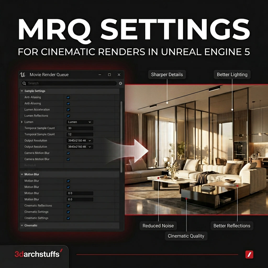 MRQ SETTINGS FOR CINEMATIC RENDERING AND HIGH-QUALITY IMAGES IN UNREAL ENGINE