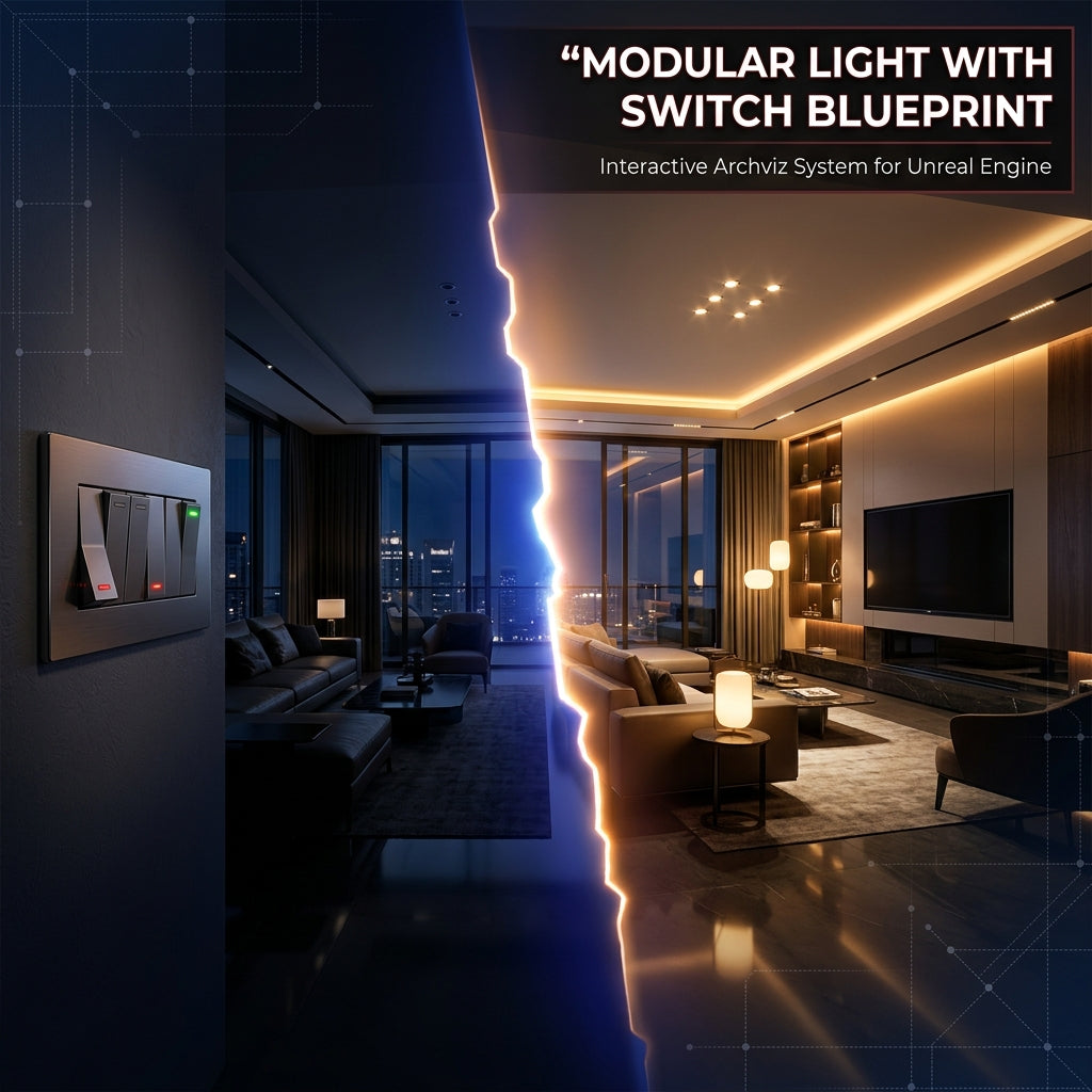 Modular Light With Switch Blueprint for Archviz – Unreal Engine Drag & Drop System