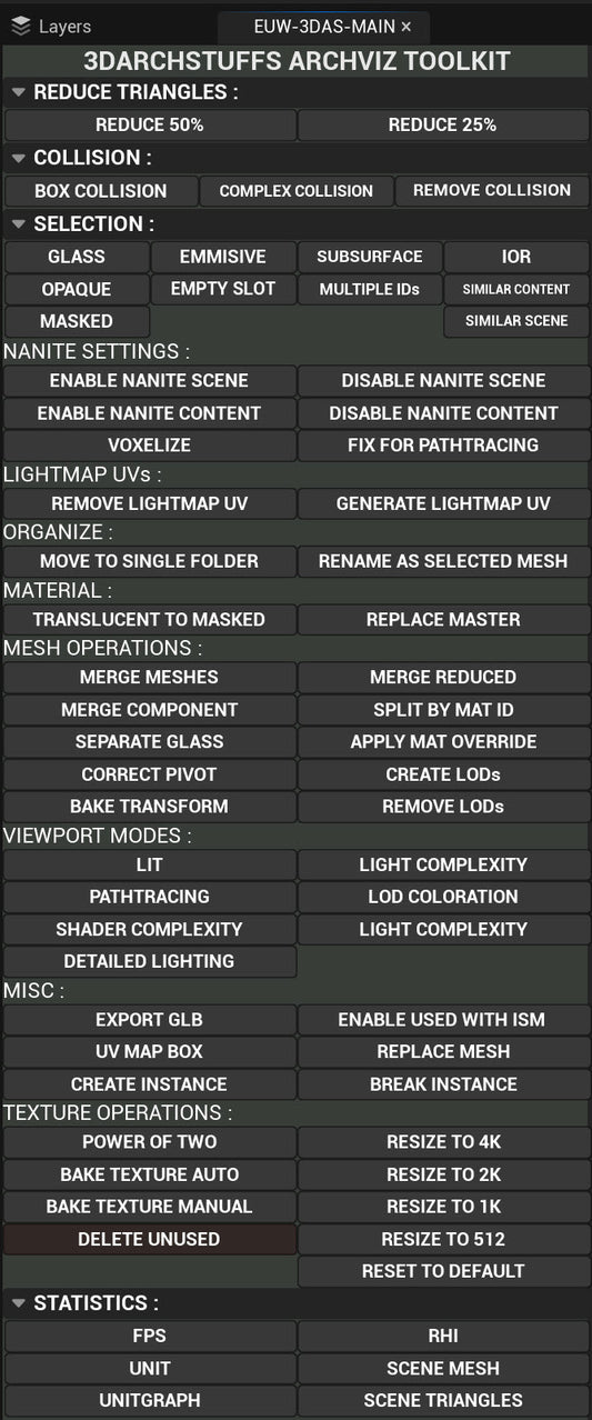 Unreal Engine Archviz Workflow Utility Widget