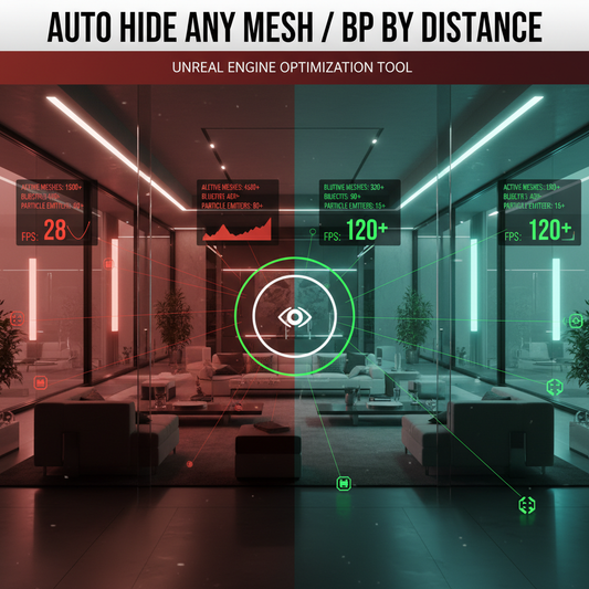 Auto Hide Any Mesh  BP at Runtime Based on Distance From Player Character.
