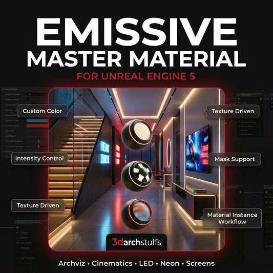 Advanced Emissive Surface Shader for Unreal Engine Archviz & Cinematics