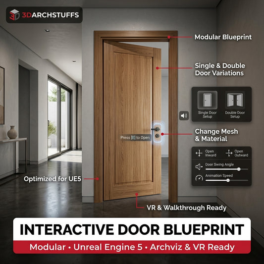 Unreal Engine Interactive Door System for Archviz and VR