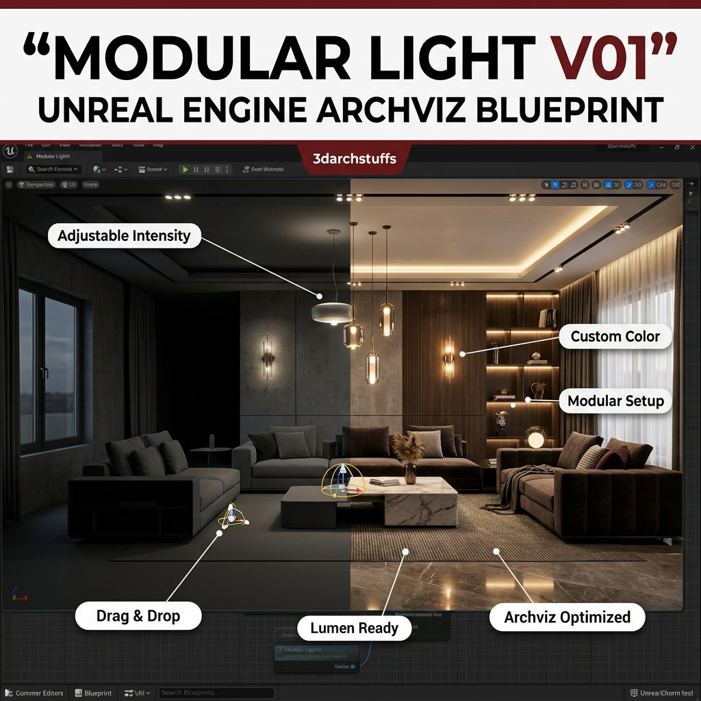 Modular Light V01 Blueprint for Archviz – Drag & Drop Interactive Lighting System