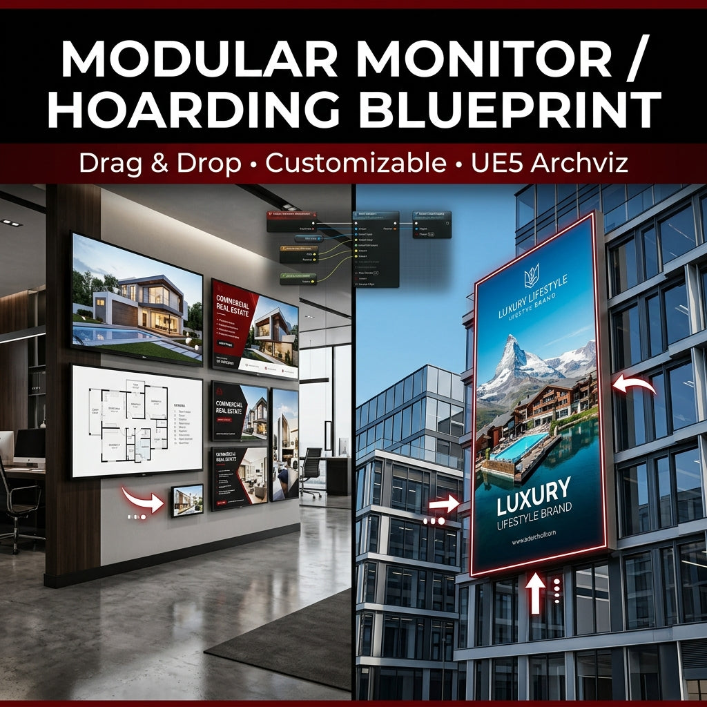 Modular Monitor & Digital Hoarding Blueprint for Unreal Engine Archviz