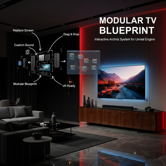 Modular TV Blueprint for Archviz – Drag & Drop Interactive TV System for Unreal Engine
