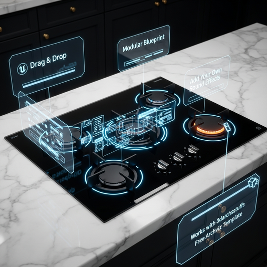 Interactive Modular Stove Blueprint for Unreal Engine Archviz